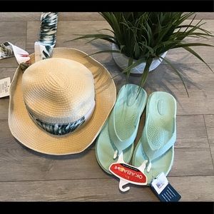 Bundle of sandals and hat